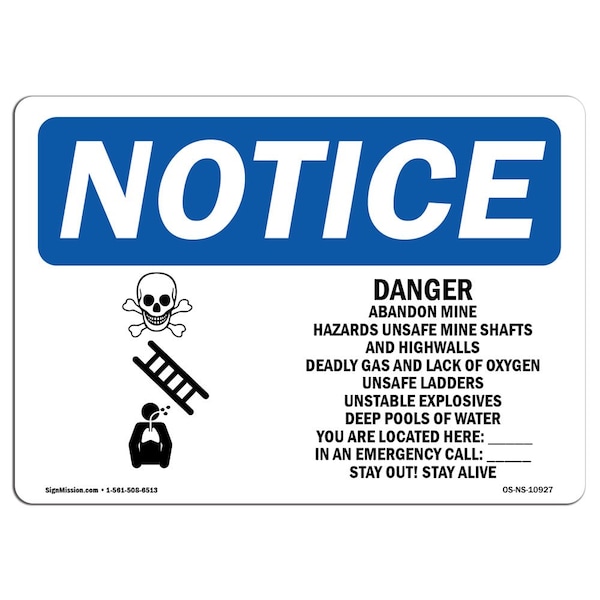 Signmission Safety Sign, OSHA Notice, 10" Height, Danger! Abandoned Sign With Symbol, Portrait OS-NS-D-710-V-10928 - main